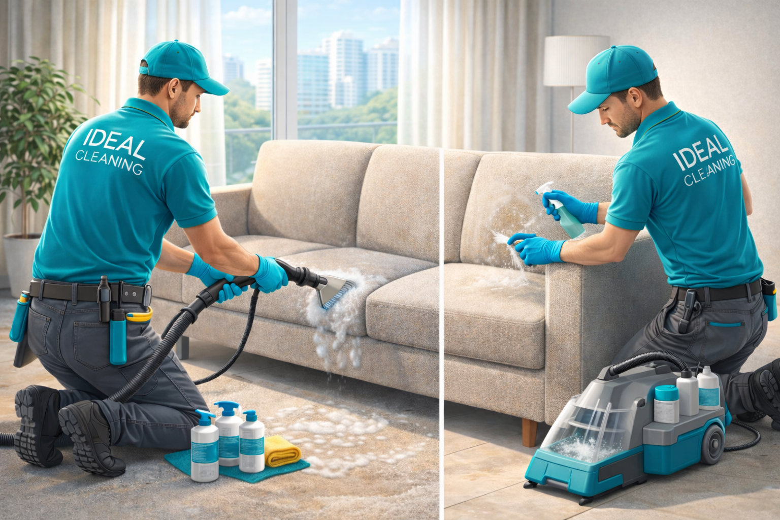 Хімчистка дивана екстрактором IDEAL CLEANING у квартирі