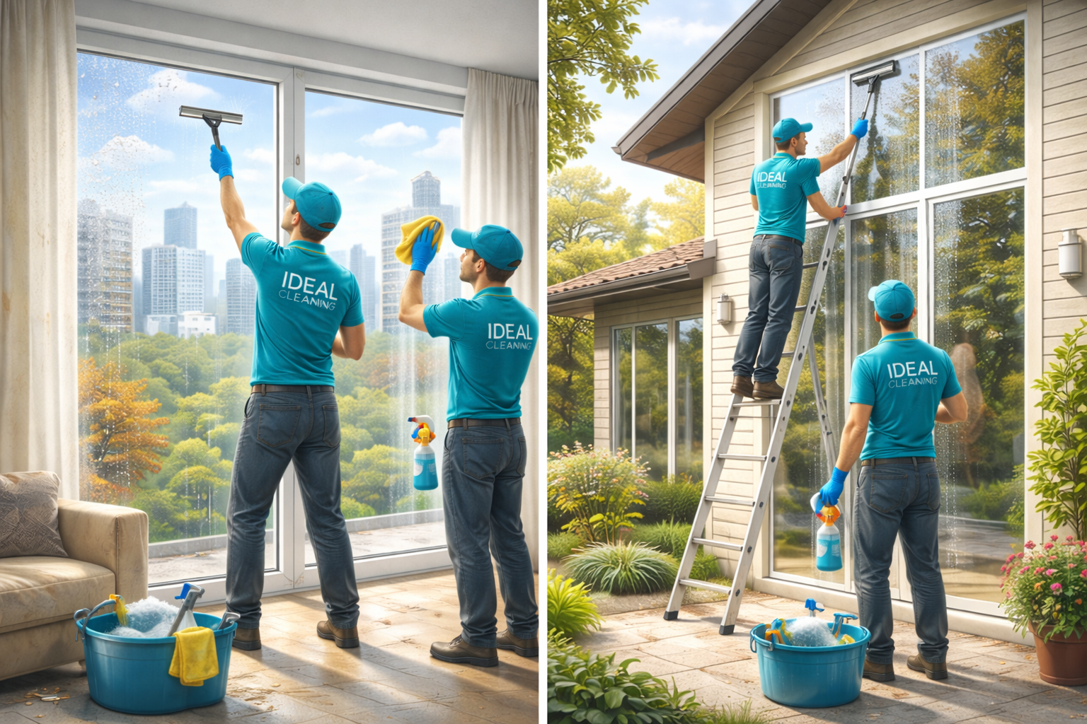Миття вікон у квартирі та будинку: клінери IDEAL CLEANING очищають стандартні й панорамні вікна.