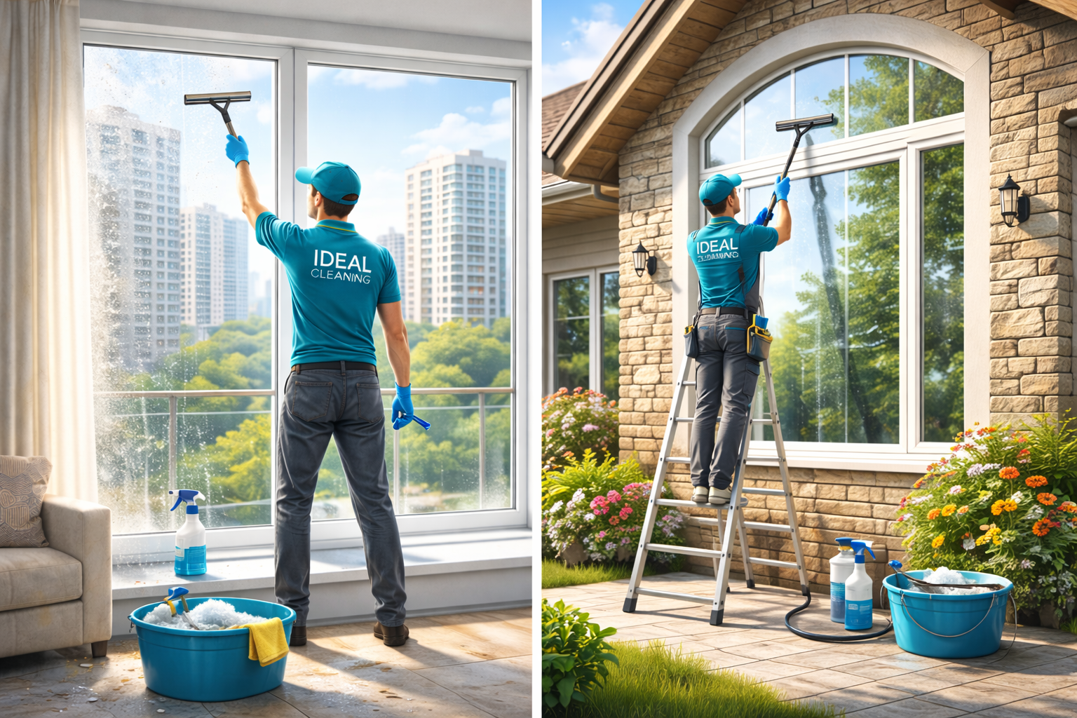 Мойка окон в квартире и частном доме клинерами IDEAL CLEANING
