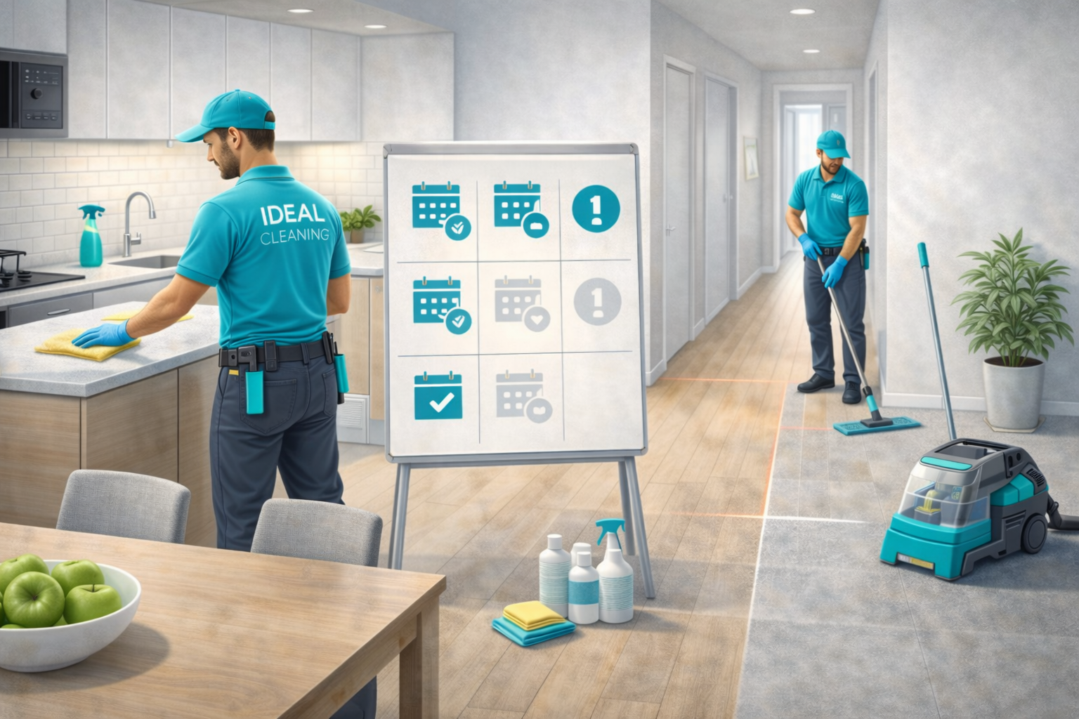 Підтримуюче прибирання від IDEAL CLEANING: регулярна уборка квартири з графіком та чистими поверхнями.