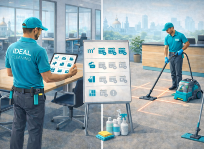 Офисная уборка в Киеве: клинеры IDEAL CLEANING оценивают офис и формируют график работ.